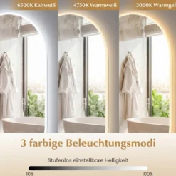 90 x 55 cm beleuchteter Badspiegel Wandspiegel mit hintergrundbeleuchteter Silber