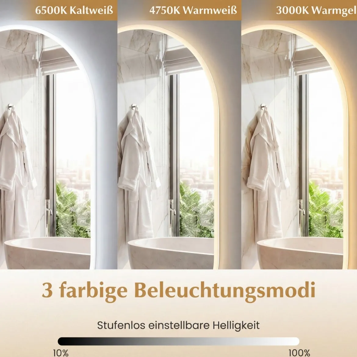 90 x 55 cm beleuchteter Badspiegel Wandspiegel mit hintergrundbeleuchteter Silber