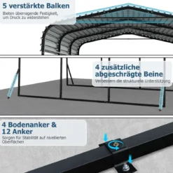 440 x 300 cm Carport Zeltgarage Wasserdichtes Garagezelt Auto Unterstand Lagerzelt Partyzelt