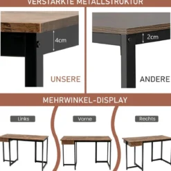 120 x 55 cm Computertisch mit Schublade & Verstellbaren Pads Computertisch Rustikales Braun