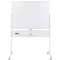 120 x 90 cm Doppelseitiges Mobiles Whiteboard mit Stecktafel & Rollen & Ständer