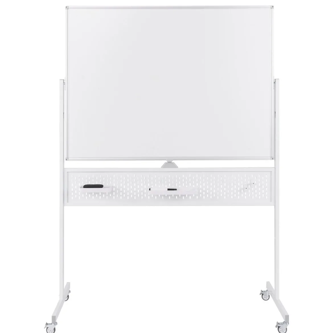 120 x 90 cm Doppelseitiges Mobiles Whiteboard mit Stecktafel & Rollen & Ständer