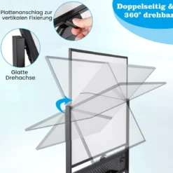 120 x 90 cm Doppelseitiges Mobiles Whiteboard mit Stecktafel & Rollen & Ständer