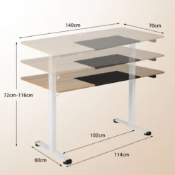 140 x 70 cm Elektrischer Höhenverstellbarer Schreibtisch Natur