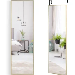 37 x 120 cm Ganzkörperspiegel mit Höhenverstellbaren Hängehaken Wandspiegel Golden