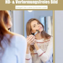 37 x 120 cm Ganzkörperspiegel mit Höhenverstellbaren Hängehaken Wandspiegel Golden