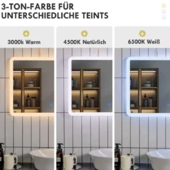 70 x 50 cm Großer Badezimmer-Spiegel Wandmontierbarer Badspiegel