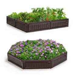 123 x 123 cm Hochbeet Flexibler Gartenzaun Braun