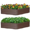 120 x 120 cm Hochbeet Sechseck-Outdoor-Pflanzkiste für Blumen Braun