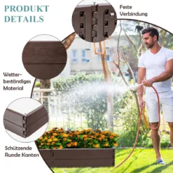 120 x 120 cm Hochbeet Sechseck-Outdoor-Pflanzkiste für Blumen Braun