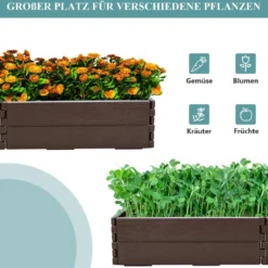 120 x 120 cm Hochbeet Sechseck-Outdoor-Pflanzkiste für Blumen Braun