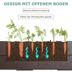 120 x 120 cm Hochbeet Sechseck-Outdoor-Pflanzkiste für Blumen Braun