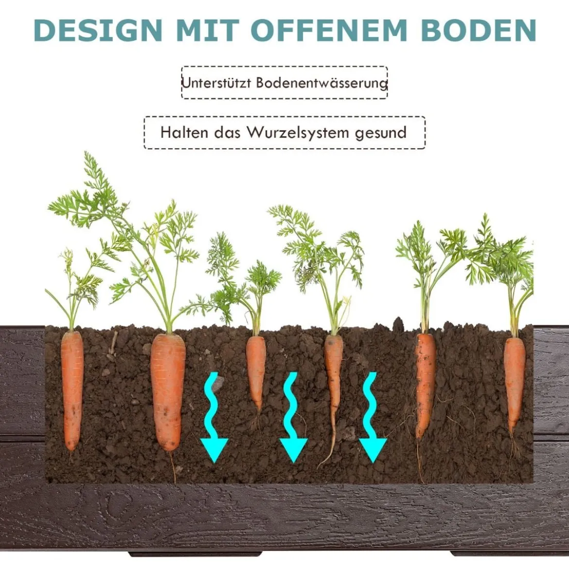 120 x 120 cm Hochbeet Sechseck-Outdoor-Pflanzkiste für Blumen Braun