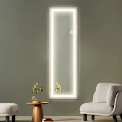 37 x 120 cm 2 in 1 Wandspiegel mit 3 Farben LED Beleuchtung Ganzkörperspiegel Hängespiegel