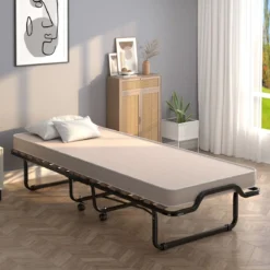 80x 200 cm Klappbares Gästebett Faltbares Faltbett mit Matratze aus Rückstellschaum