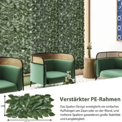 300 x 100 cm Künstliches Pflanzenwand Efeublättern Sichtschutz Heckenpflanze Windschutz