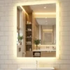 80 x 60 cm LED Badezimmerspiegel rechteckiger Wandspiegel mit Anti-Beschlag Memory-Funktion Silber