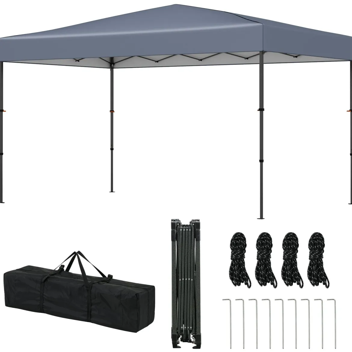 365 x 225 cm Pop-up-Pavillon mit tragbarer Tragetasche 9 Heringe 4 Windseile faltbarer Outdoor-Sonnenschutz Pavillon Grau