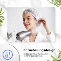 70 x 50 cm Rechteckiger LED-beleuchteter Spiegel Wandmontierter Badezimmerspiegel