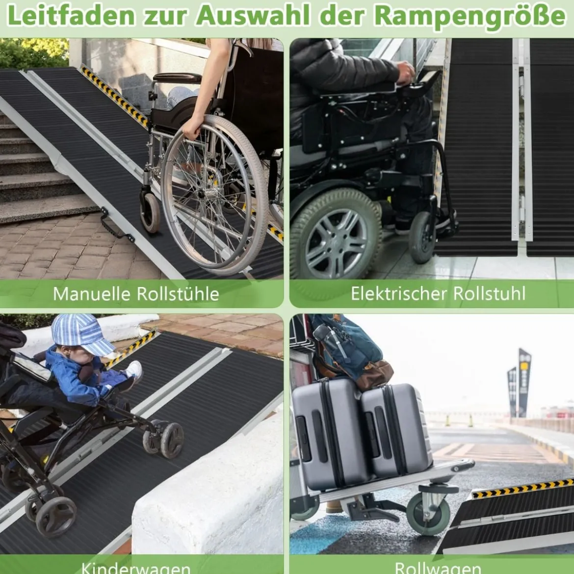 152,5 x 74 cm Rollstuhlrampe Tragbare & Anti-Rutsch Klapprampe bis zu 272kg Belastbar Aluminium