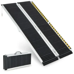 152,5 x 74 cm Rollstuhlrampe Tragbare & Anti-Rutsch Klapprampe bis zu 272kg Belastbar Aluminium