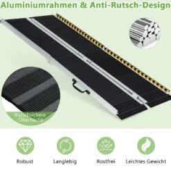 183 x 74 cm Rollstuhlrampe Tragbare & Anti-Rutsch Klapprampe bis zu 272kg Belastbar Aluminium