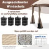 296 x 296 cm Terrassenpavillon mit Privatsphären-Netz Doppelschicht-Giebelzelt Khaki