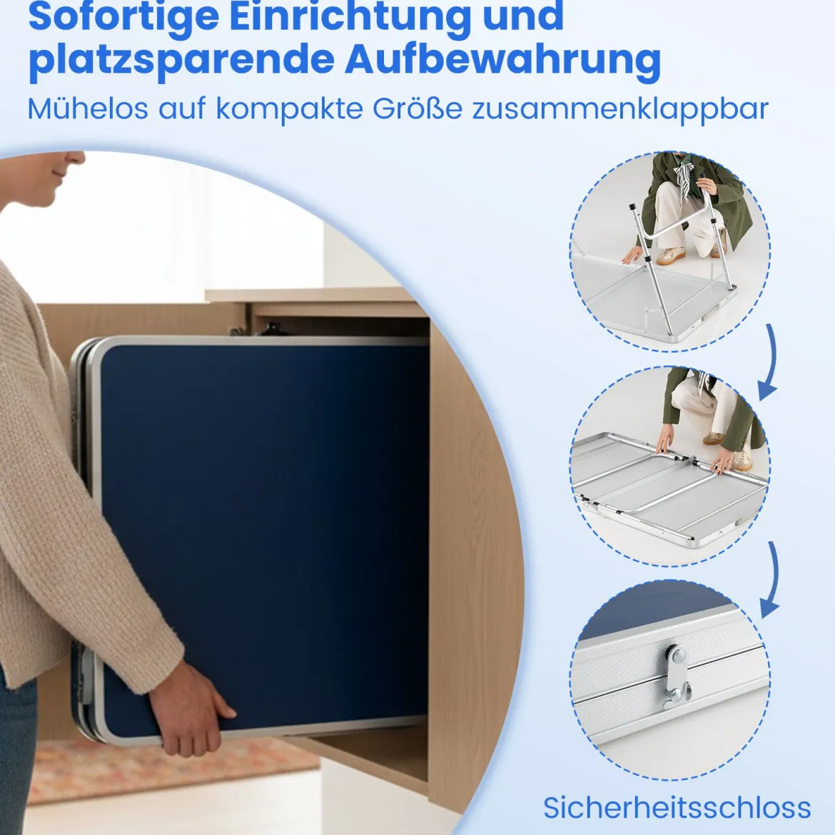 120 x 76 cm Tragbarer Tischtennistisch klappbares Mini-Tischtennis-Set für Kinder & Erwachsene mit Netz