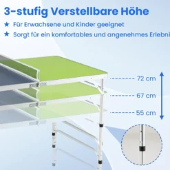 120 x 76 cm Tragbarer Tischtennistisch klappbares Mini-Tischtennis-Set für Kinder & Erwachsene mit Netz