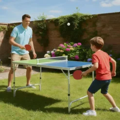 120 x 76 cm Tragbarer Tischtennistisch klappbares Mini-Tischtennis-Set für Kinder & Erwachsene mit Netz