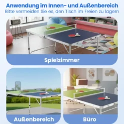 120 x 76 cm Tragbarer Tischtennistisch klappbares Mini-Tischtennis-Set für Kinder & Erwachsene mit Netz