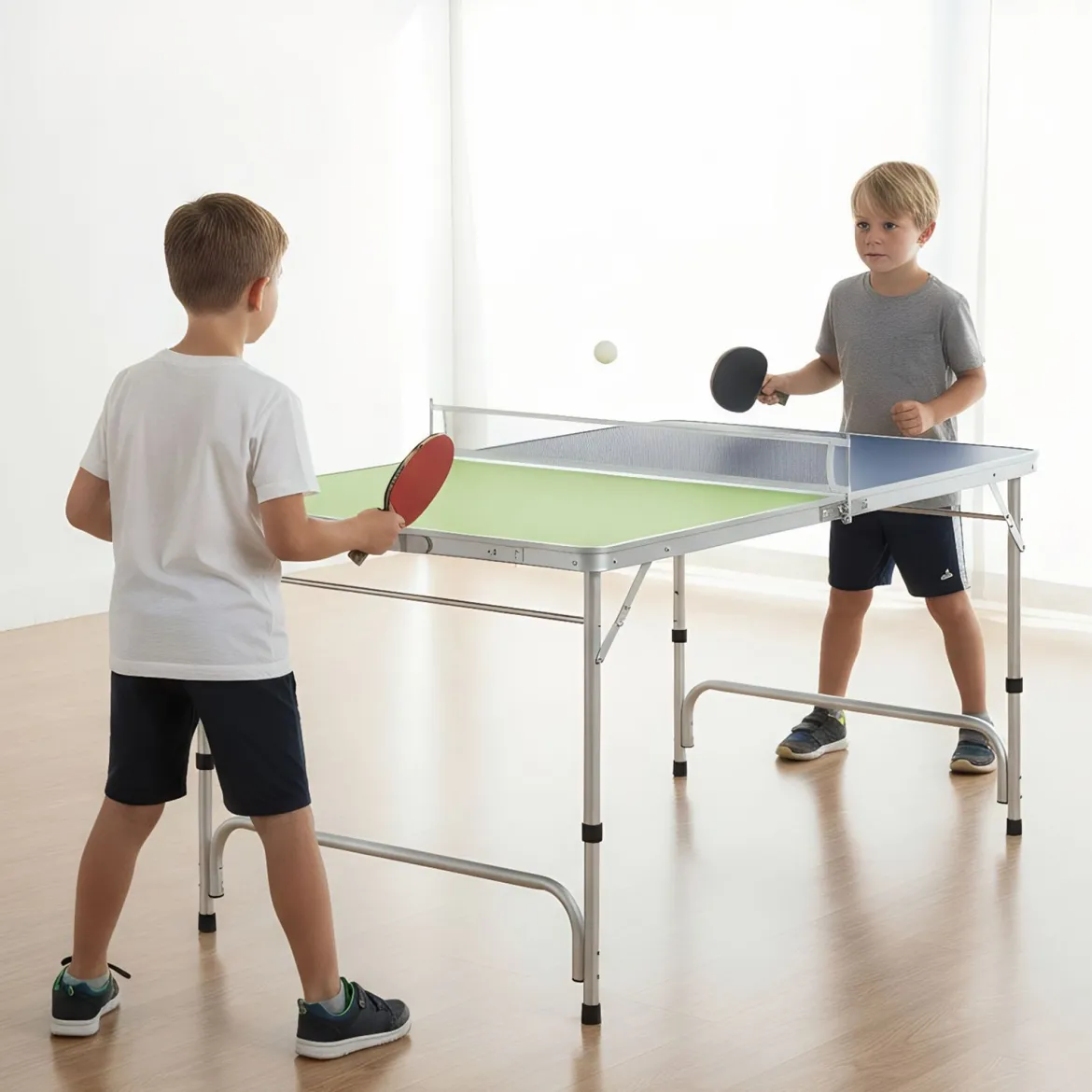 120 x 76 cm Tragbarer Tischtennistisch klappbares Mini-Tischtennis-Set für Kinder & Erwachsene mit Netz