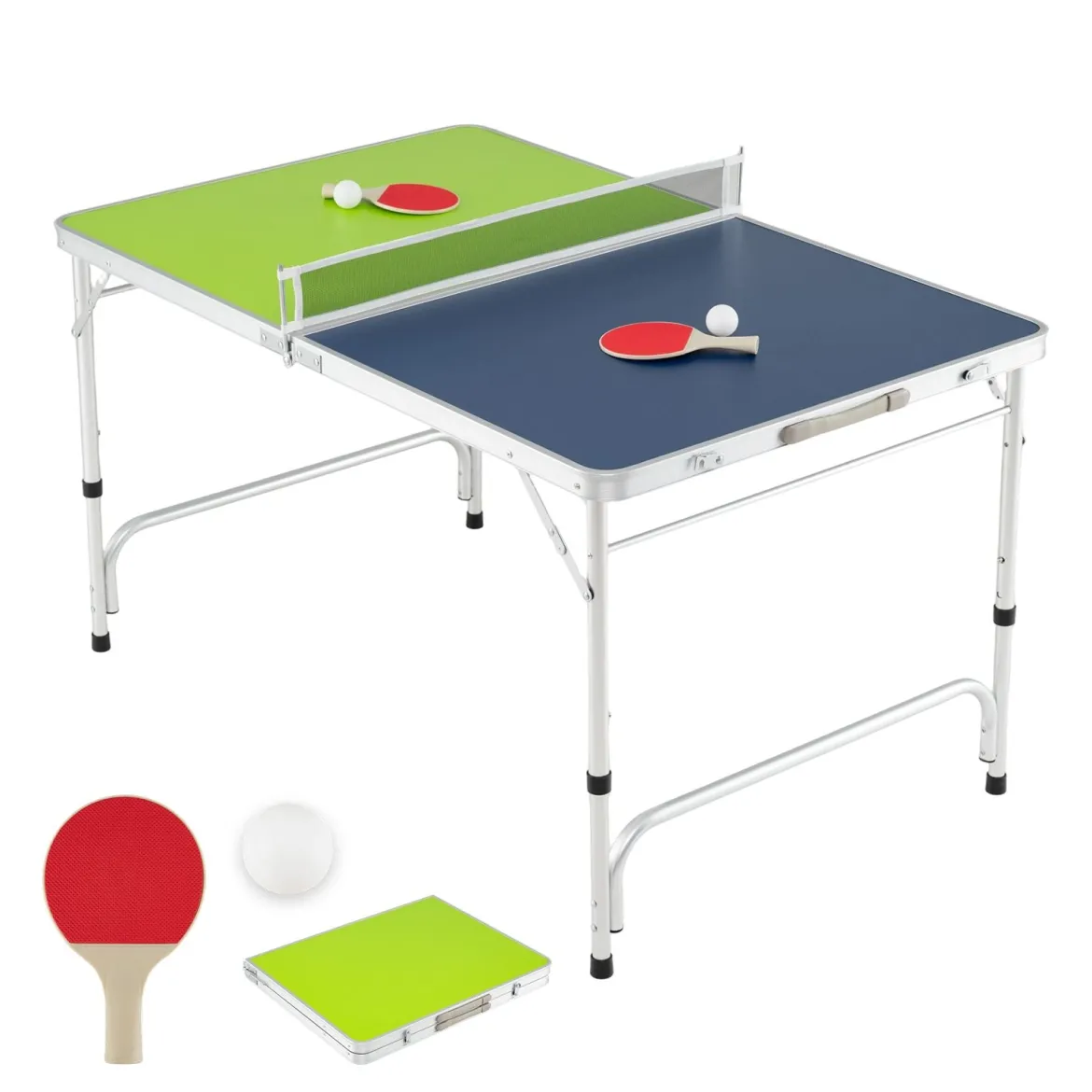 120 x 76 cm Tragbarer Tischtennistisch klappbares Mini-Tischtennis-Set für Kinder & Erwachsene mit Netz