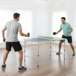 120 x 76 cm Tragbarer Tischtennistisch klappbares Mini-Tischtennis-Set für Kinder & Erwachsene mit Netz