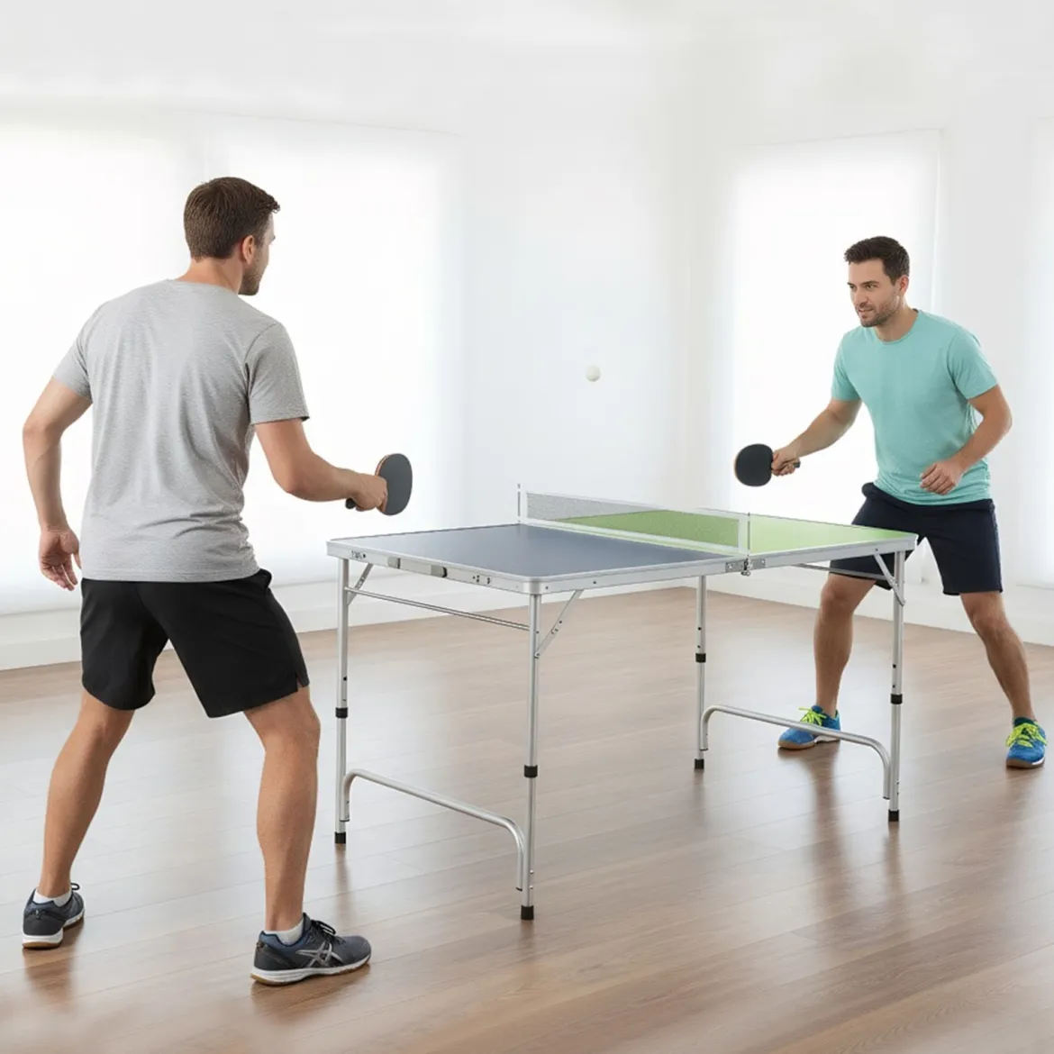 120 x 76 cm Tragbarer Tischtennistisch klappbares Mini-Tischtennis-Set für Kinder & Erwachsene mit Netz