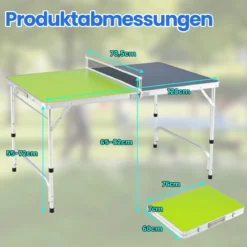 120 x 76 cm Tragbarer Tischtennistisch klappbares Mini-Tischtennis-Set für Kinder & Erwachsene mit Netz