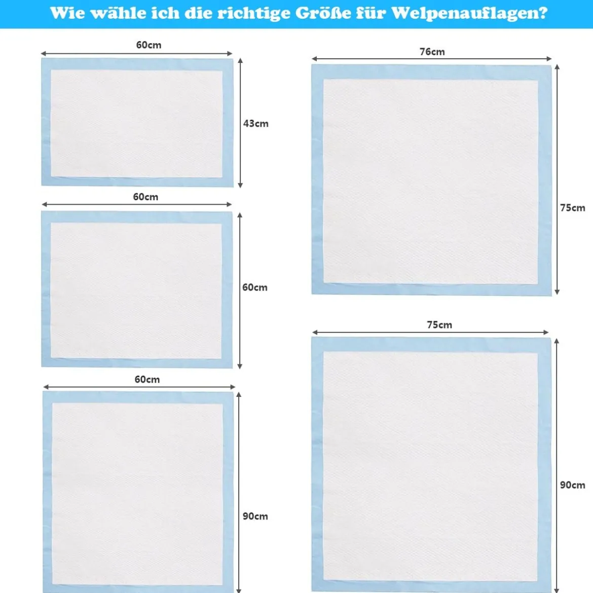 75 x 75 cm Trainingunterlage Hunde Welpenunterlage Puppy Hygieneunterlagen 150 Stück