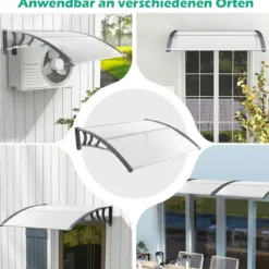 122 x 99 cm Vordach für Haustür Überdachung Haustürvordach Pultvordach