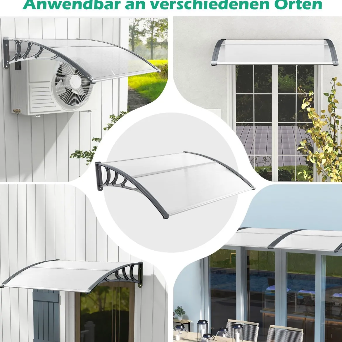 122 x 99 cm Vordach für Haustür Überdachung Haustürvordach Pultvordach