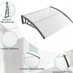 122 x 99 cm Vordach für Haustür Überdachung Haustürvordach Pultvordach