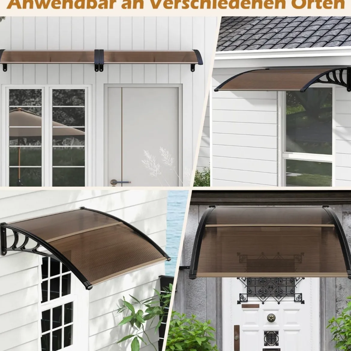 122 x 99 cm Vordach für Haustür Überdachung Haustürvordach Pultvordach