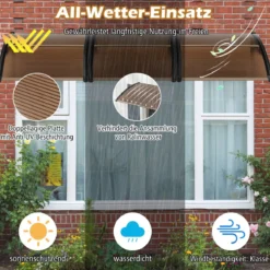 122 x 99 cm Vordach für Haustür Überdachung Haustürvordach Pultvordach