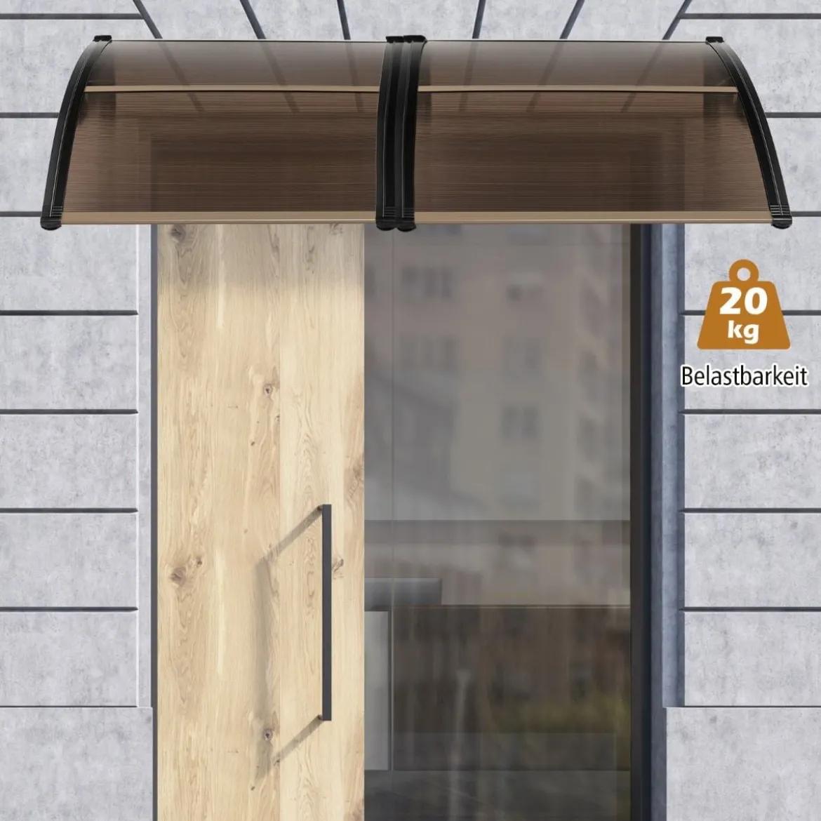 122 x 99 cm Vordach für Haustür Überdachung Haustürvordach Pultvordach