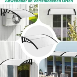 122 x 99 cm Vordach für Haustür Überdachung Haustürvordach Pultvordach