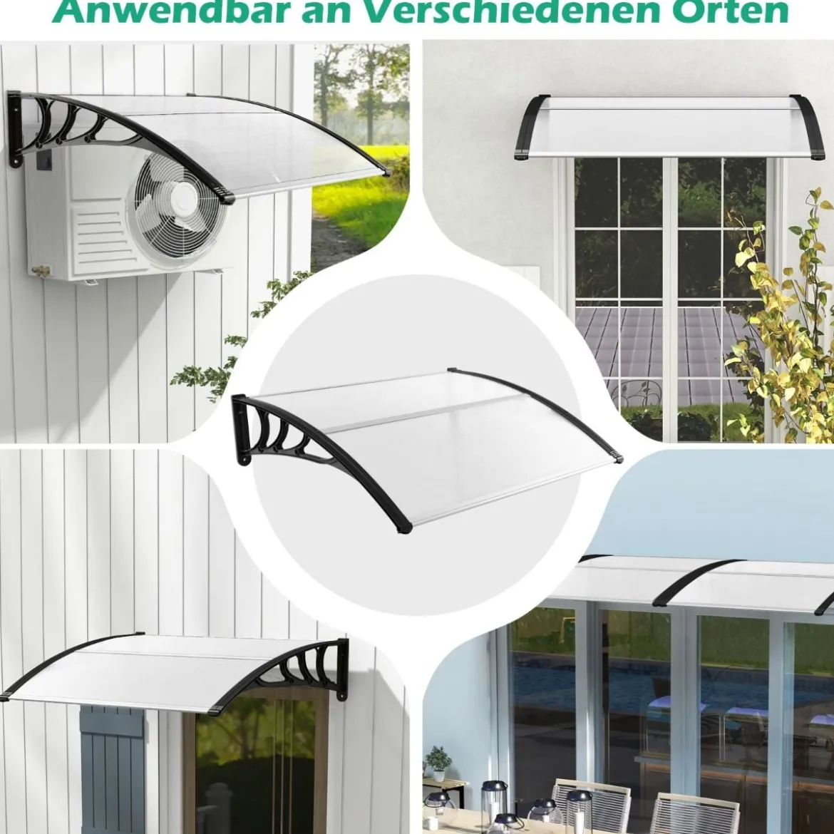 122 x 99 cm Vordach für Haustür Überdachung Haustürvordach Pultvordach