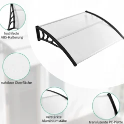 122 x 99 cm Vordach für Haustür Überdachung Haustürvordach Pultvordach