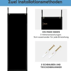 120 x 37 cm Wandspiegel Türspiegel mit Höhenverstellbaren Hängehaken Spiegel für Schlafzimmer