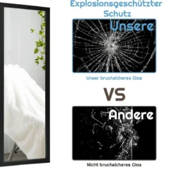120 x 37 cm Wandspiegel Türspiegel mit Höhenverstellbaren Hängehaken Spiegel für Schlafzimmer