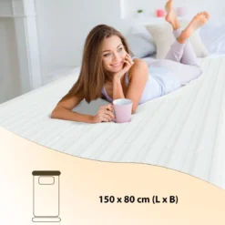 150 x 80 cm Wärmeunterbett mit Fernbedienung & Timer Maschinenwaschbar Weiß