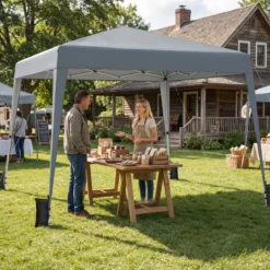 3 x 3 m Faltpavillon Wasserfest Höhenverstellbar Sonnenschutz für Camping Hof Grau